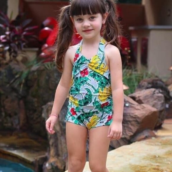 Girls Bijou Sauvage Kitty Retro One Piece Swimsuit Don't Be a Bora Bora Bananas